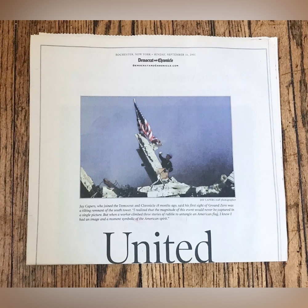 Vintage 9/11 Newspaper Section Essays By Jim Memmott United We Stand Historic